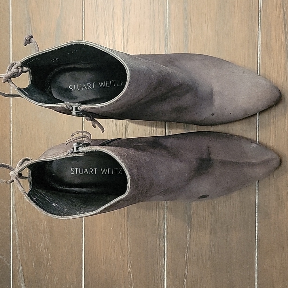 Authentic Stuart Witman Gray Suede Side Zipper Pl… - image 1